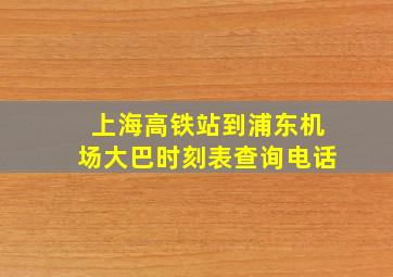 上海高铁站到浦东机场大巴时刻表查询电话