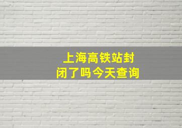 上海高铁站封闭了吗今天查询