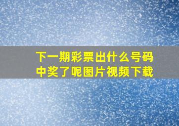 下一期彩票出什么号码中奖了呢图片视频下载