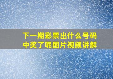 下一期彩票出什么号码中奖了呢图片视频讲解