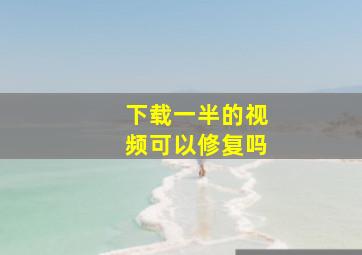 下载一半的视频可以修复吗