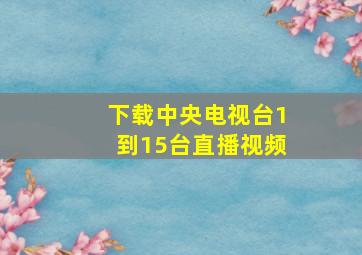 下载中央电视台1到15台直播视频