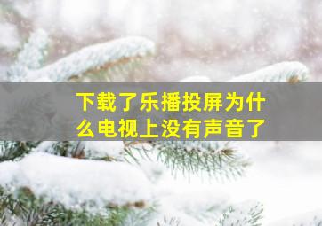 下载了乐播投屏为什么电视上没有声音了