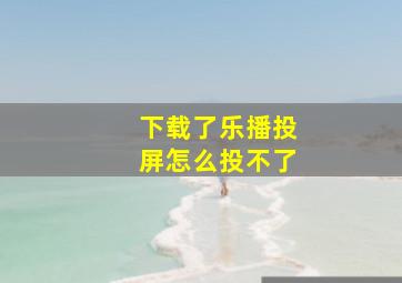 下载了乐播投屏怎么投不了