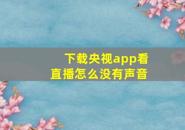 下载央视app看直播怎么没有声音