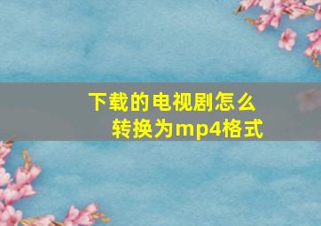 下载的电视剧怎么转换为mp4格式