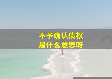 不予确认债权是什么意思呀