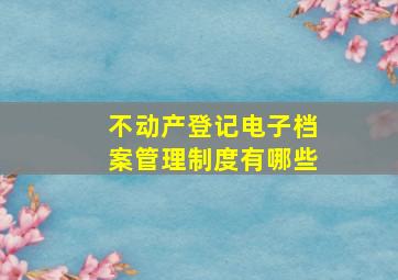 不动产登记电子档案管理制度有哪些