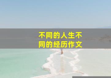 不同的人生不同的经历作文