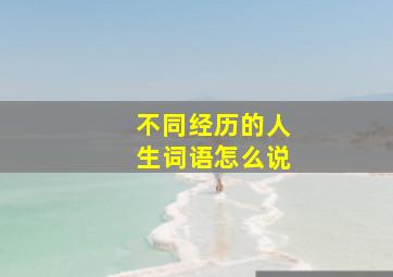 不同经历的人生词语怎么说