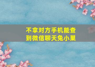 不拿对方手机能查到微信聊天兔小巢