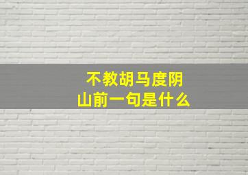 不教胡马度阴山前一句是什么