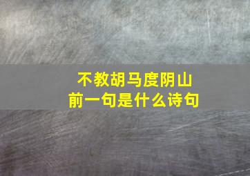 不教胡马度阴山前一句是什么诗句