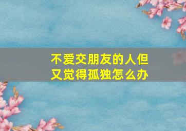 不爱交朋友的人但又觉得孤独怎么办