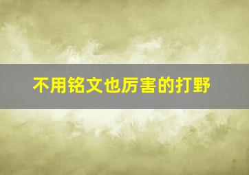 不用铭文也厉害的打野