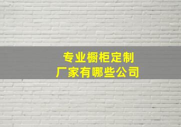 专业橱柜定制厂家有哪些公司