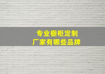 专业橱柜定制厂家有哪些品牌