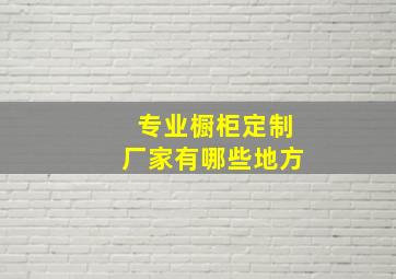 专业橱柜定制厂家有哪些地方