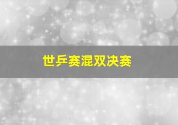 世乒赛混双决赛