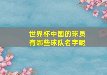 世界杯中国的球员有哪些球队名字呢