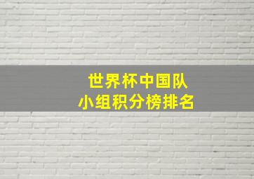 世界杯中国队小组积分榜排名