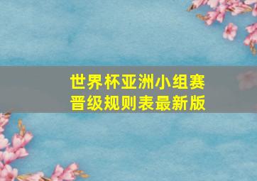 世界杯亚洲小组赛晋级规则表最新版