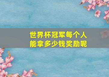 世界杯冠军每个人能拿多少钱奖励呢