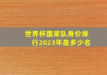 世界杯国家队身价排行2023年是多少名