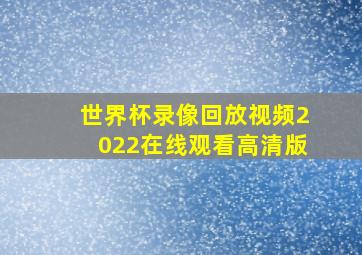 世界杯录像回放视频2022在线观看高清版