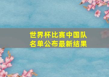 世界杯比赛中国队名单公布最新结果