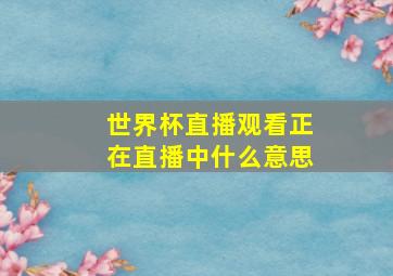 世界杯直播观看正在直播中什么意思