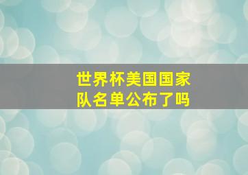 世界杯美国国家队名单公布了吗