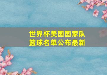 世界杯美国国家队篮球名单公布最新