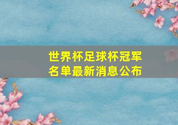 世界杯足球杯冠军名单最新消息公布