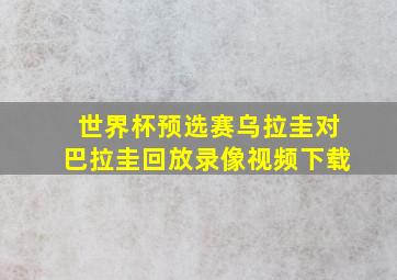 世界杯预选赛乌拉圭对巴拉圭回放录像视频下载