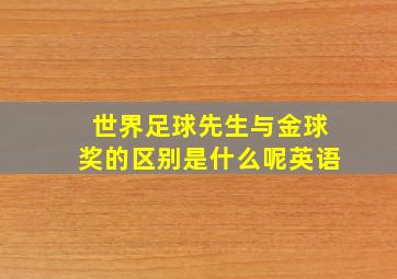 世界足球先生与金球奖的区别是什么呢英语