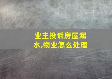 业主投诉房屋漏水,物业怎么处理