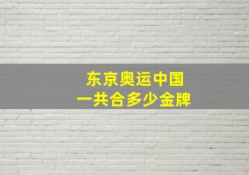 东京奥运中国一共合多少金牌