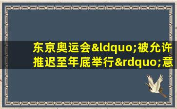 东京奥运会“被允许推迟至年底举行”意味着什么