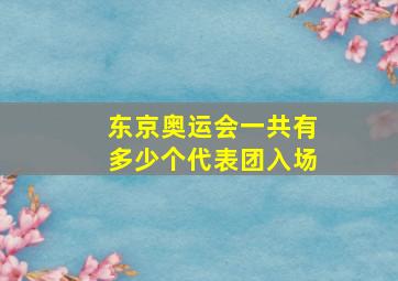 东京奥运会一共有多少个代表团入场