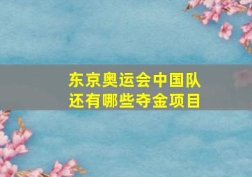 东京奥运会中国队还有哪些夺金项目