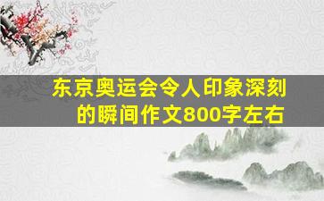 东京奥运会令人印象深刻的瞬间作文800字左右