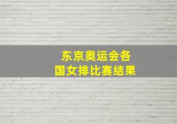 东京奥运会各国女排比赛结果