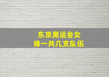 东京奥运会女排一共几支队伍