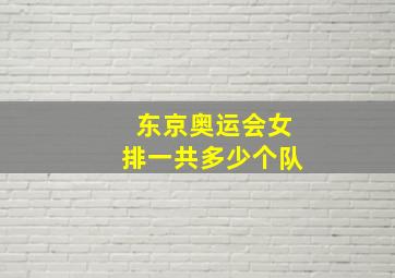 东京奥运会女排一共多少个队