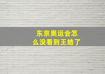 东京奥运会怎么没看到王皓了