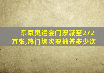 东京奥运会门票减至272万张,热门场次要抽签多少次