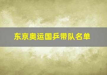 东京奥运国乒带队名单