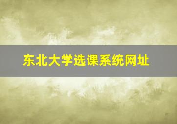 东北大学选课系统网址