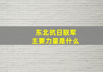 东北抗日联军主要力量是什么